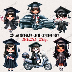 Graduation Kid Clipart, Watercolor cute graduation Clipart, Preschool graduation, kindergarten graduation, nursery clipart, commercial use
