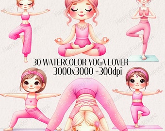 Chica de yoga en acuarela: Meditación y relajación (descarga digital)