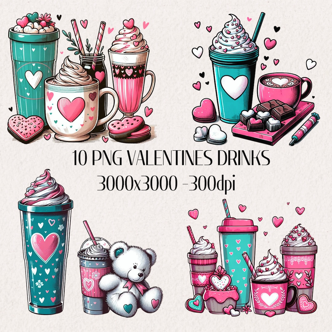 Valentine's Day Coffee Drinks PNG, Valentine's Day PNG, Coffee Love PNG ...