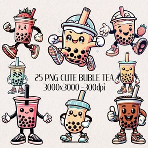 Funny Bubble tea clipart set, Cute Bubble tea clip art ,Boba tea cliparts, Boba Tea Clipart Bundle, bubble tea png, drinks clipart
