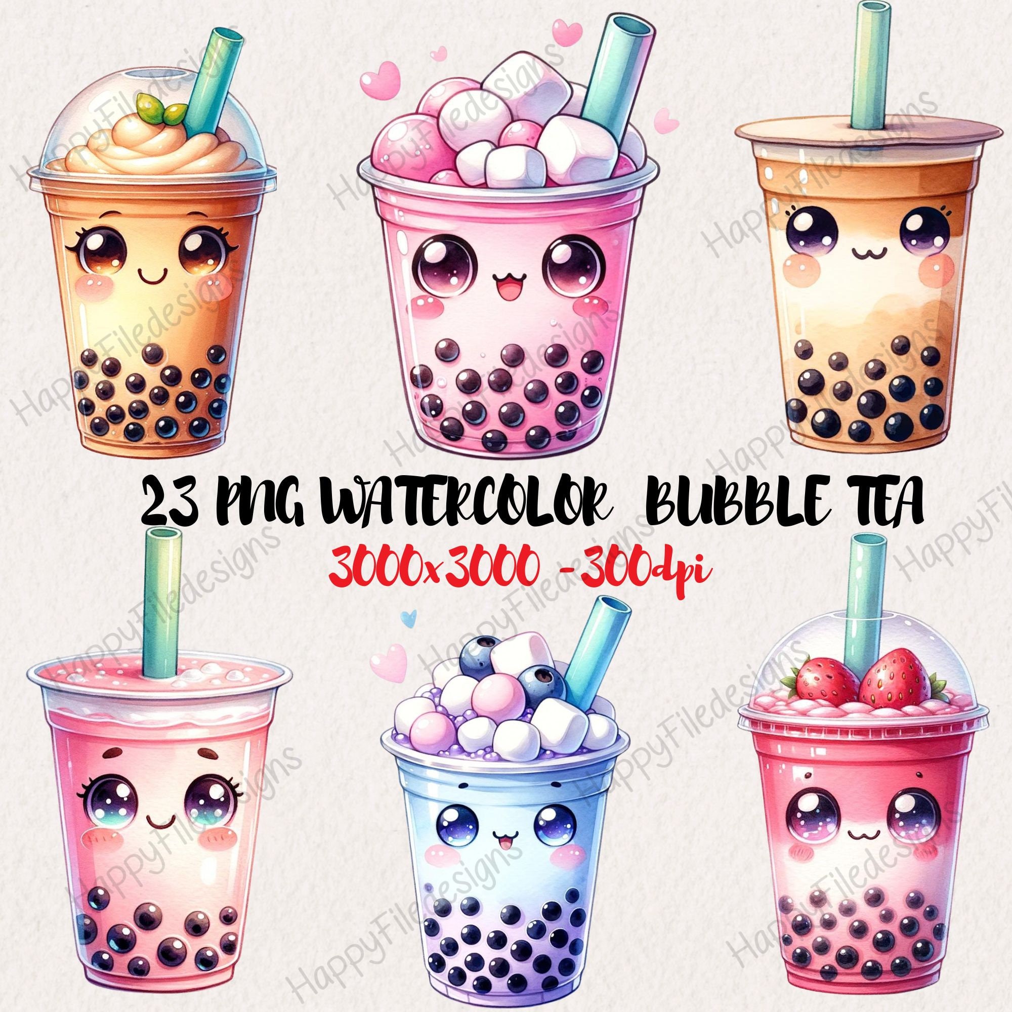 Bubble Tea Kawaii Clipart Set, Cute Bubble Tea Clip Art ,boba Tea