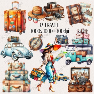 Reizen clipart-aquarel zomervakantie, vakantie vakantie graphics, avontuurlijk toerisme PNG, historische vakantie, Wanderlust png printables