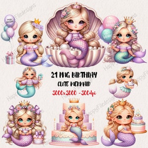 Niedliche Meerjungfrau PNG, Meerjungfrau Geburtstag Clipart, Mädchen Geburtstag Clipart, Babyparty, unter dem Meer, Meerjungfrau Kuchen PNG, Kartenherstellung, kommerzielle Nutzung