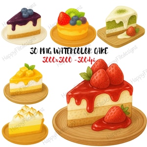 Leckere Kuchen Scheibe Clipart, Aquarell Kuchen Clipart, Bäckerei PNG, Gebäck Clipart, Kuchen PNG, Menü Bundle, Junk Journal, kommerzielle Nutzung