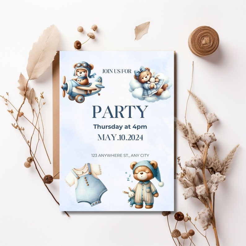 Watercolor Teddy Bear Clipart Bundle: Baby Shower Nursery Decor (PNG ...