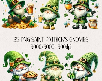 St Patrick's Day Gnome Clipart Bundle: 35 PNG Grafiken