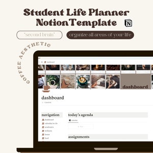 Notion Template Student Planner, All in One Notion Academic Dashboard, ADHD Assignment Tracker, College Planner, Coffee Aesthetic Planner