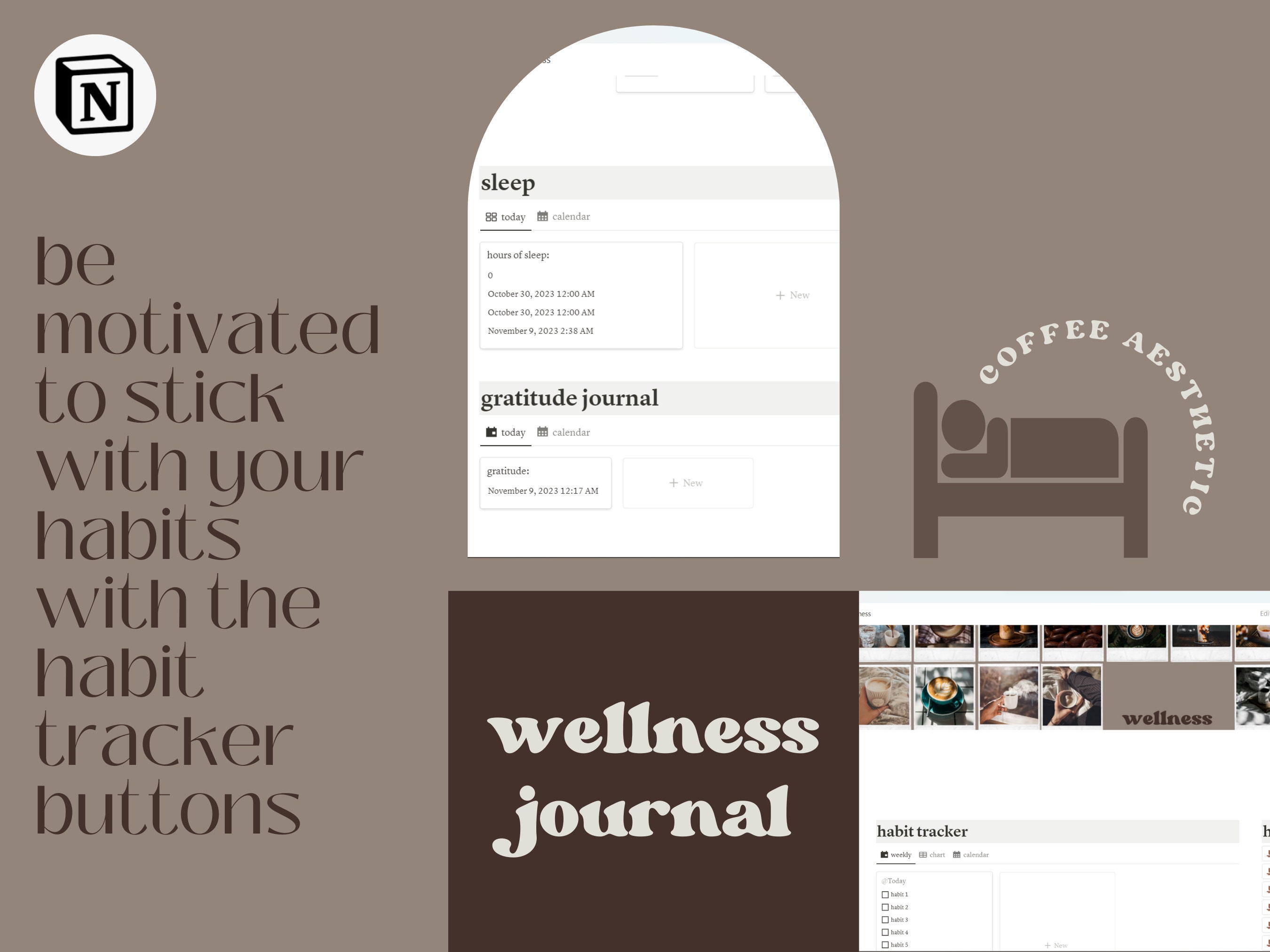 Notion Template Wellness Habit Tracker, Mood Journal Hydration Log ...
