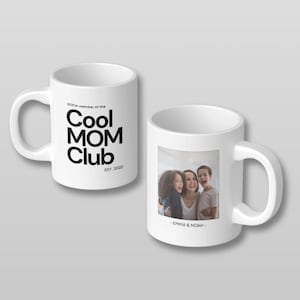 Gepersonaliseerde fotomok moeder, aangepaste naam EST-jaar, zwart-witte keramische beker