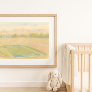 UCLA Baby Poster Druck | Rose Bowl Stadion Aquarell | Digitaler Download | Bruins Baby Mädchen Wand Kunst | Druckbare PDF & JPG