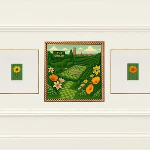 Florida Gators “The Swamp” Stadium Garden Wall Art Set | UF Century Tower | Checkerboard Topiary Football Field | Digital Download JPG Print