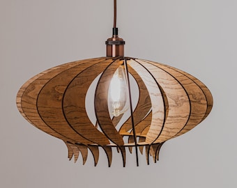 Wooden Pendant Light, Ceiling Lamp, Wood Chandelier, Home Decor, Dining Room Lighting