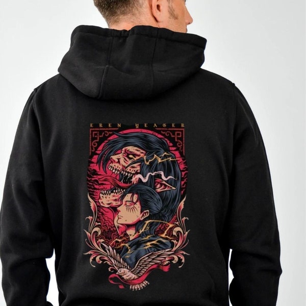 Sudadera con capucha de Anime Attack on Titan Eren Yaeger Titan, cómoda sudadera con capucha de algodón con estampado Dtf de gran calidad