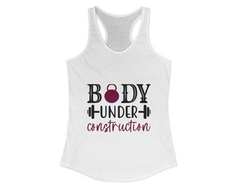 Camiseta sin mangas de entrenamiento "Body Under Construction" / Camiseta divertida para el gimnasio / Camiseta de fitness para mujer / Camiseta motivacional para hacer ejercicio / Regalo para amantes del gimnasio