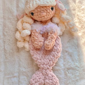 Crochet Mermaid Lovey | Mini Merlovey | Mermaid Lovey  | Mermaid Snuggler | Pink Mermaid