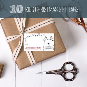 Christmas Gift Tag, Kid's Christmas Tag,  Merry Christmas Gift tag, Printable Gift tag, Low Ink, Holiday Tag, Teacher Gift tag