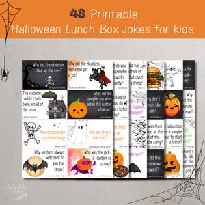 Kids Halloween Lunch Box Jokes, Halloween Joke Cards, Lunch Box Notes For Kids, Printable Lunch Box Notes