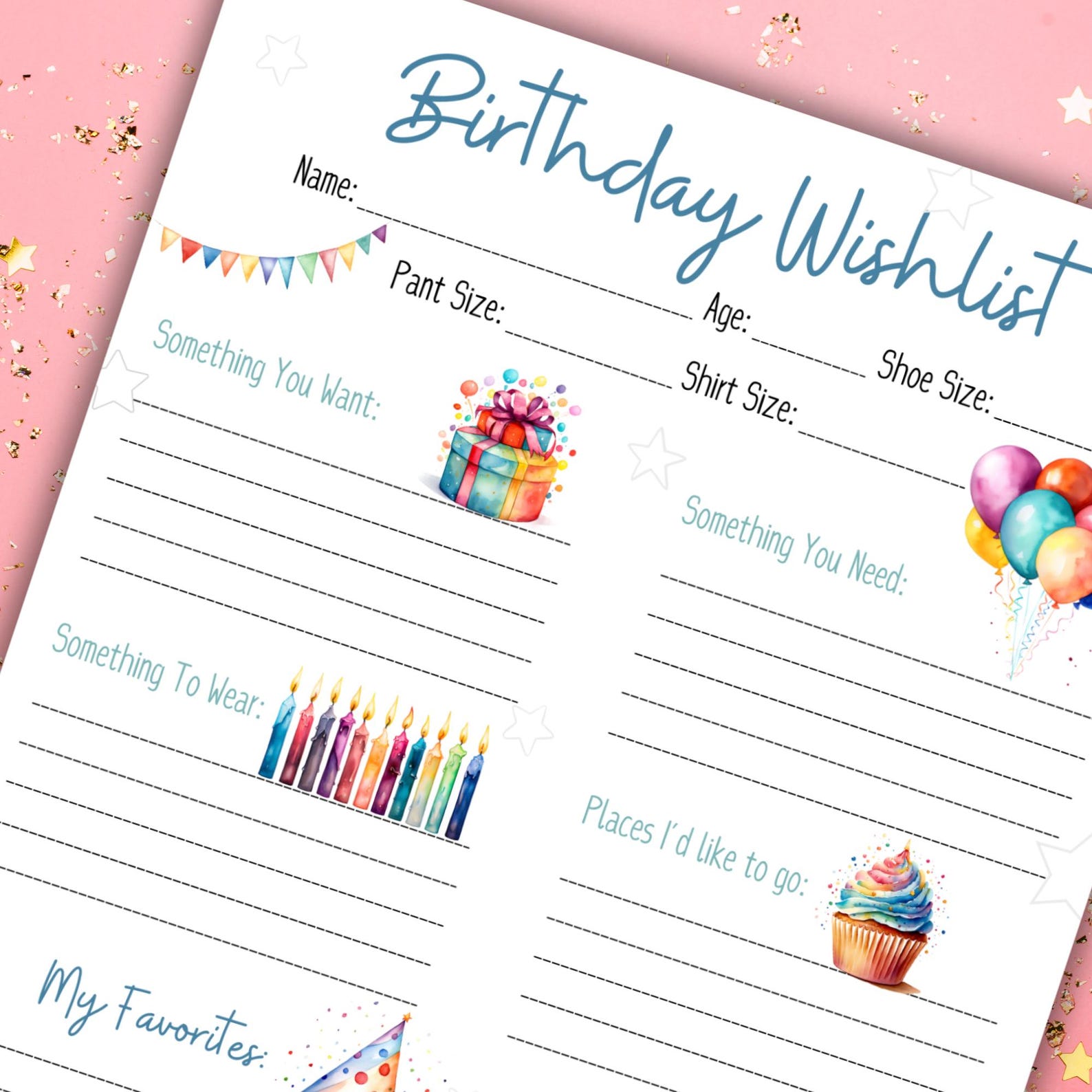 Kids Birthday Wishlist Birthday Wishlist Gift Wishlist Etsy