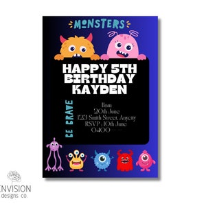 Monstereinladung, editierbar.