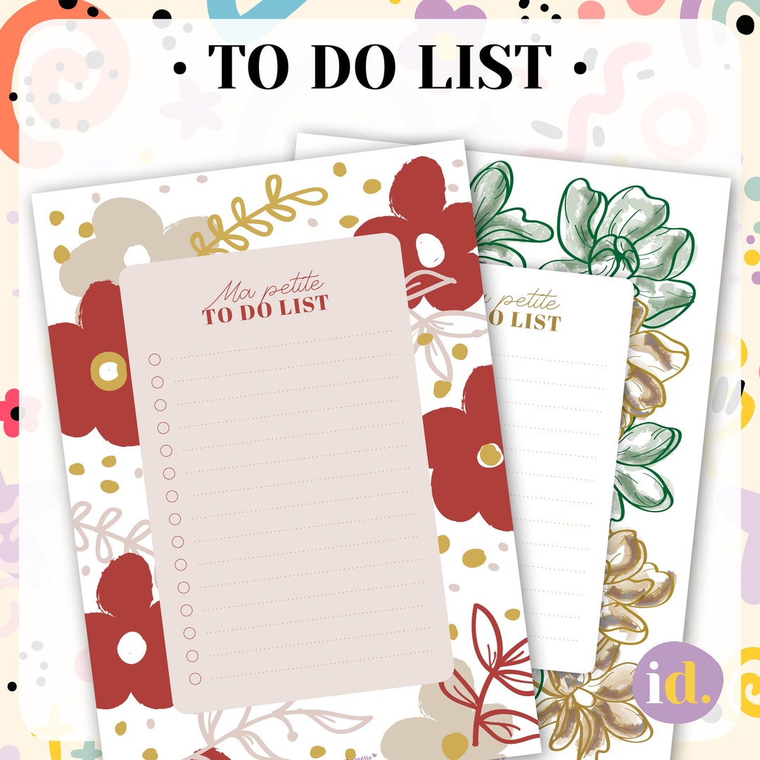 To Do List in French Flower Illustrations Etsy