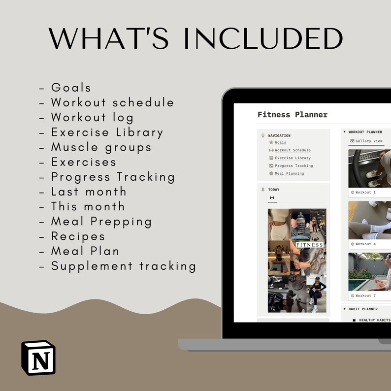 Fitness Notion Dashboard Template Health Planner Digital Etsy