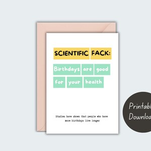 Carte d'anniversaire drôle, téléchargement immédiat, carte d'anniversaire, carte d'anniversaire imprimable pour amis, pour elle, pour lui, carte drôle, fait scientifique