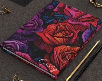 Personalized Hardcover Journal, Rose Personalized Journal, Custom Garden Journal, Personalized Writing Gift, Rose Custom Gift