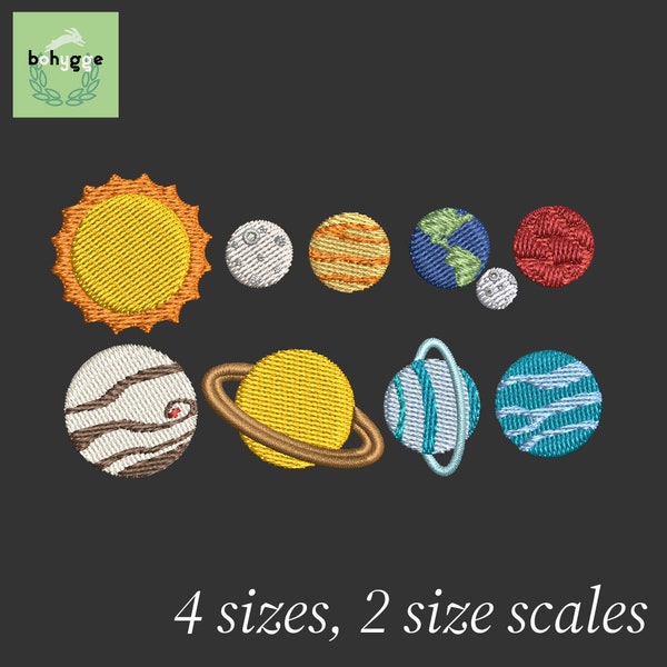 Planets & Solar System Machine Embroidery File - Digital Download featuring Sun, Planets, Moon Pattern for Astro-themed Crafts