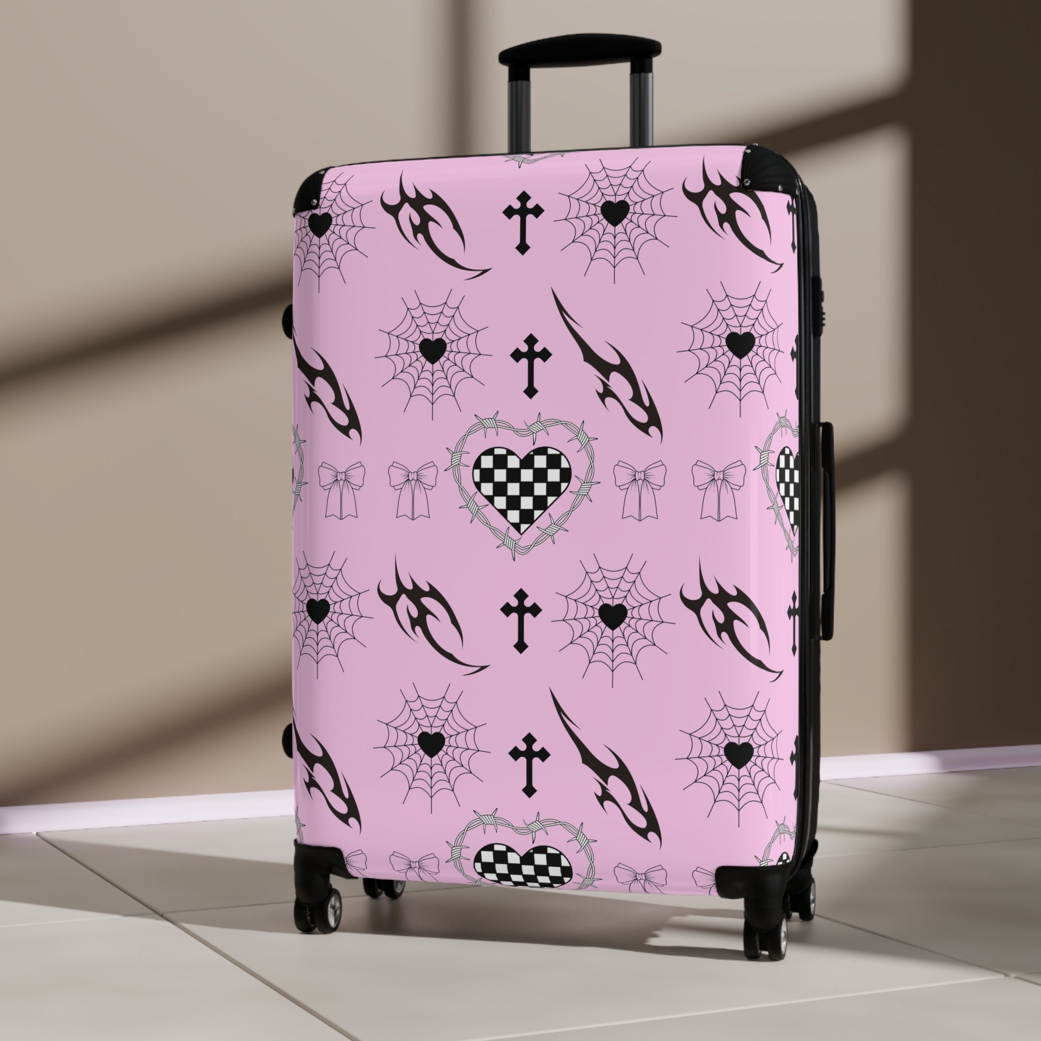 Kawaii Goth Suitcase, Small Suitcase, Large Suitcase, Pink Suitcase