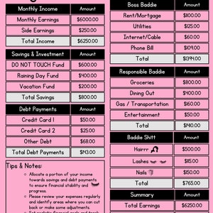 Pianificatore di budget per stipendio cattivo, modello di budget EDITABILE, tracker di budget stampabile PDF, pianificatore finanziario, foglio di budget a base zero