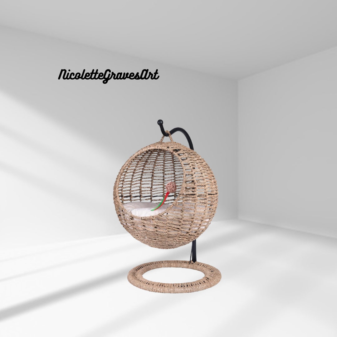 Handmade Rattan Cat Bed Cat Egg Chair Cat Swinging Bed Etsy