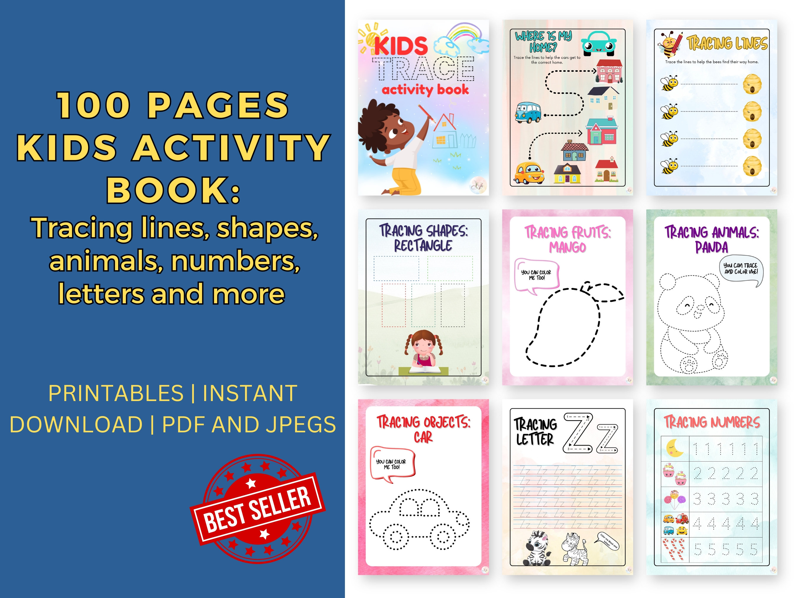 100 Pages Preschool and Kindergarten Activity Book | Printables | PDF ...