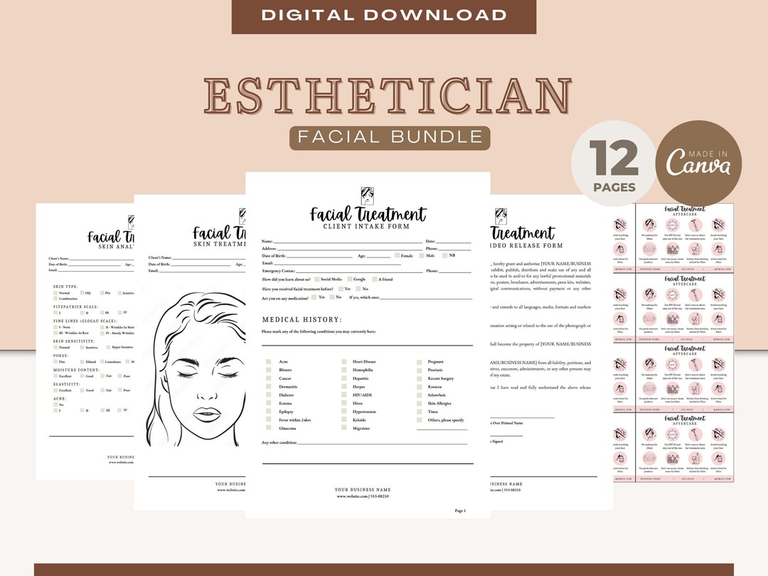 Esthetician Facial Template Canva Esthetician Editable Etsy
