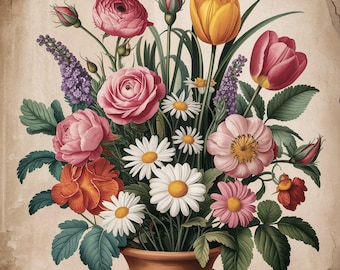 Vintage Flowers, vintage, art, design, photography, art, inspiration, living room wall, decoration