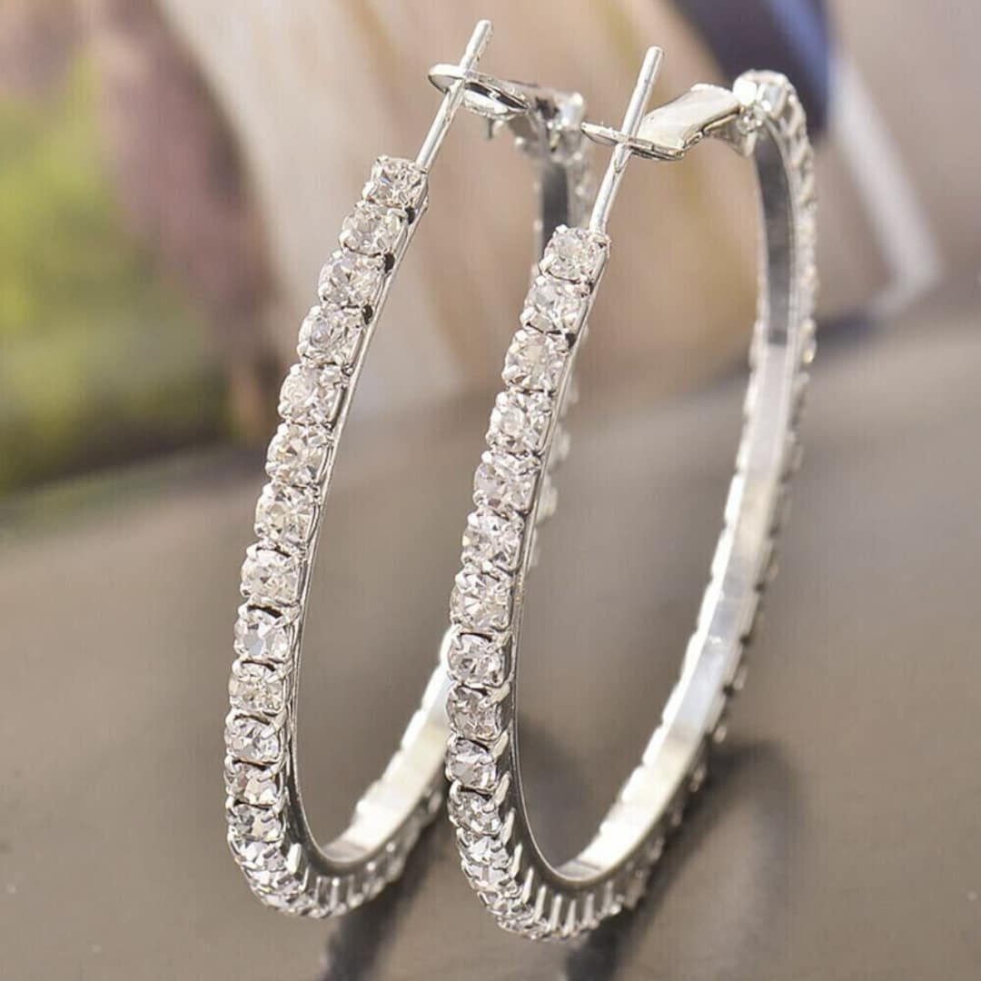 2 Carat Diamond Hoop Earrings Diamond Cut Hoop Earrings Lab Created