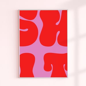Merda, impressão digital, impressão de letras grandes, vermelho e rosa, decoração de quarto, pôster SH-T, impressão de banheiro, arte para impressão, arte de parede engraçada, foto de banheiro
