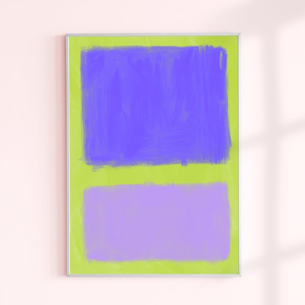 Abstract purple painting, Digital print, Mark Rothko inspired, Modern home decoration, Aesthetic poster, Two squares poster,Green background