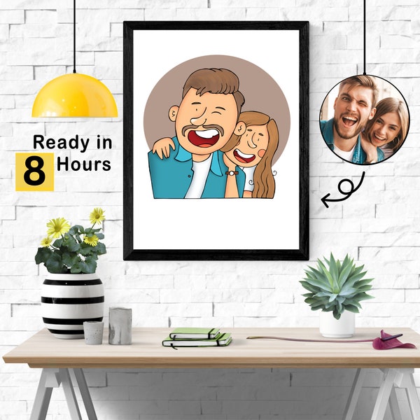 custom illustration from photo, Illustration Personalize for her, Cute Family Portrait, Digital Art gift, art design print, him gifts