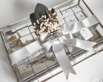 Mirror Silver Plexiglass Madeleine Chocolate, Wedding Favors, Glass Box Chocolate For Guests, Engagement Chocolate, Custom Wedding Chocolate