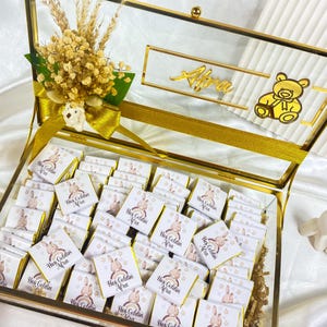 Baby Shower Favors Chocolate Box, Glass Box Chocolate, Chocolate For Guests, Engagement Chocolate, Wedding Chocolate, Customized Chocolate