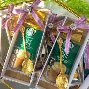 Wedding Coffee and Chocolate and Spoon Gift, Baby Shower Favors, Bulk Wedding Favors, Guest Wedding Gift, Starbucks Party Favors