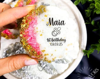 Epoxy Magnet Party Favor, Colorful Stone Detail, Personalized Gift