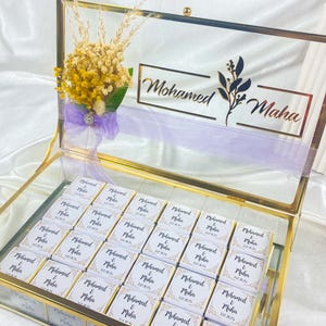 Gold Chocolate Wedding Favors, Glass Box Chocolate, Chocolate For Guests, Engagement Chocolate, Wedding Chocolate, Customized Chocolate
