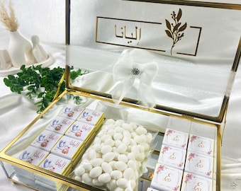 Personalized Chocolate Glass Box, Islamic Baby Shower, Wedding Favors
