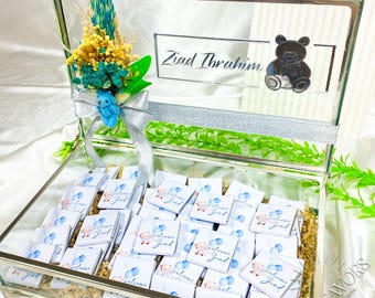Personalized Chocolate Baby Shower Favors, Glass Box