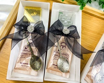 Coffee & Chocolate Wedding Favor Set with Vintage Spoon