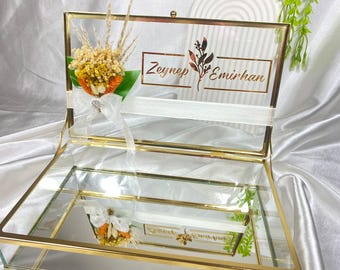 Gold - Silver Chocolate Fantasia Glass Box (Only Box) Plexiglass Chocolate Favors, Wedding Favors, Engagement Favors, Gift Box, Table Decor