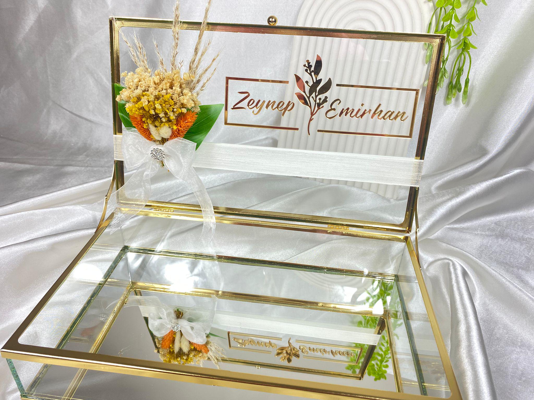 Personalized Gold Trim Glass Favor Box