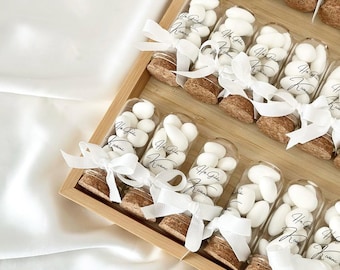 Customized Almond Candy Wedding Favors Guest Favors in Bulk, Jordan Almonds in Custom Lace Bag, Engagement Candy Favors, Save the Date Gifts