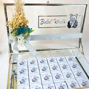 Baby Shower Favors Chocolate Box, Glass Box Chocolate, Chocolate For Guests, Engagement Chocolate, Wedding Chocolate, Customized Chocolate